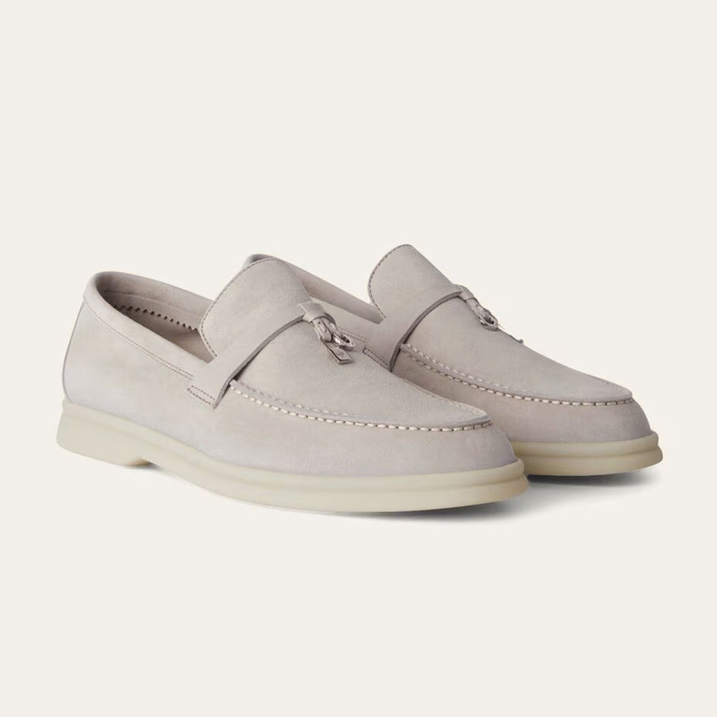 Loro Piana Women's Summer Charms Walk Mocassin Shoes Suede Round-Toe Solid-Color All-Season Casual Shoes #81538