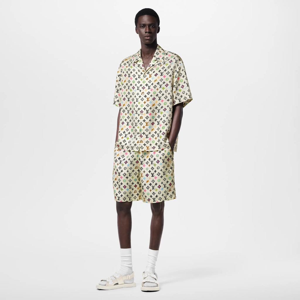 Louis Vuitton x Tyler MONOGRAM Printed Single-Breasted Mulberry Silk Loose Solid Color Summer Short Sleeve Shirt #71978