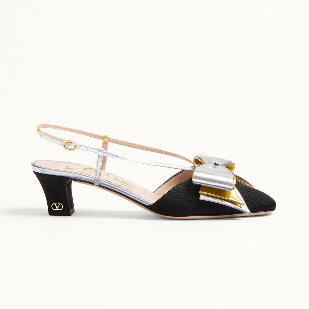 Valentino Bowow Women's Summer Round Toe Buckle Bow Shaped Chunky Heel 4.5cm High Heels Shoes #76981