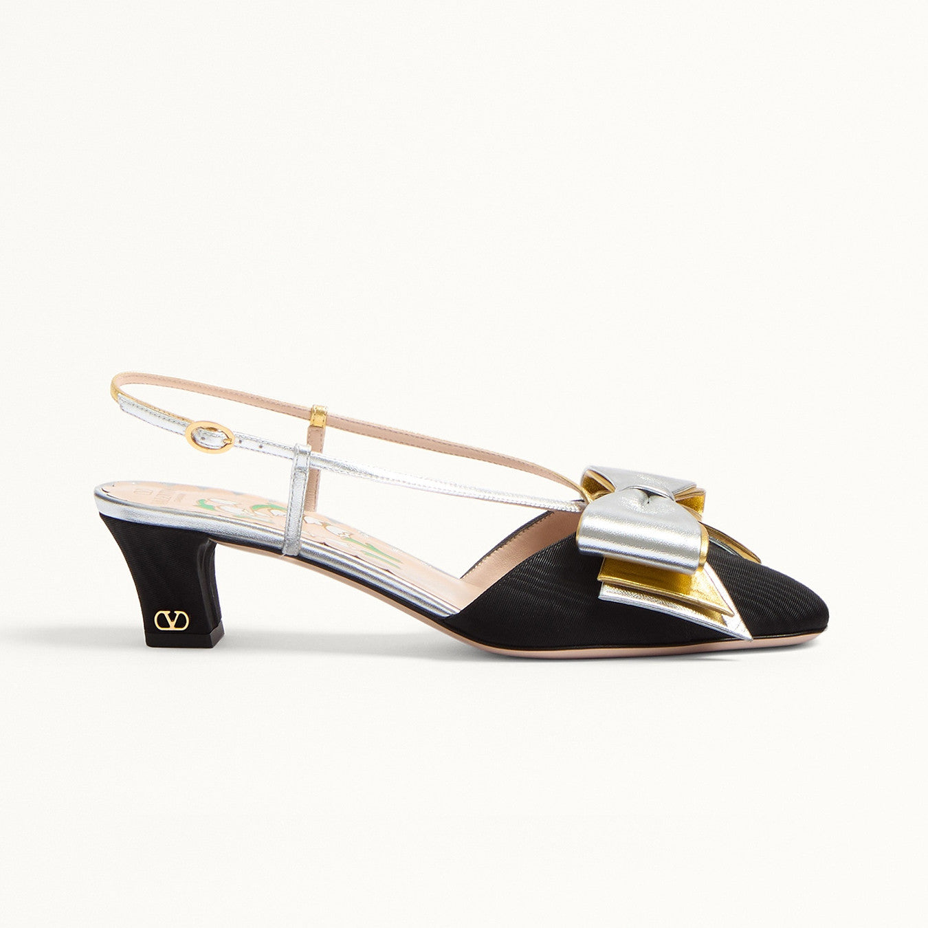 Valentino Bowow Women's Summer Round Toe Buckle Bow Shaped Chunky Heel 4.5cm High Heels Shoes #76981