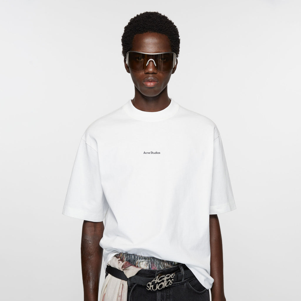 Acne Studios Men's Summer Solid Color Logo Printed Round Neck Cotton Short Sleeve T-Shirt #98862