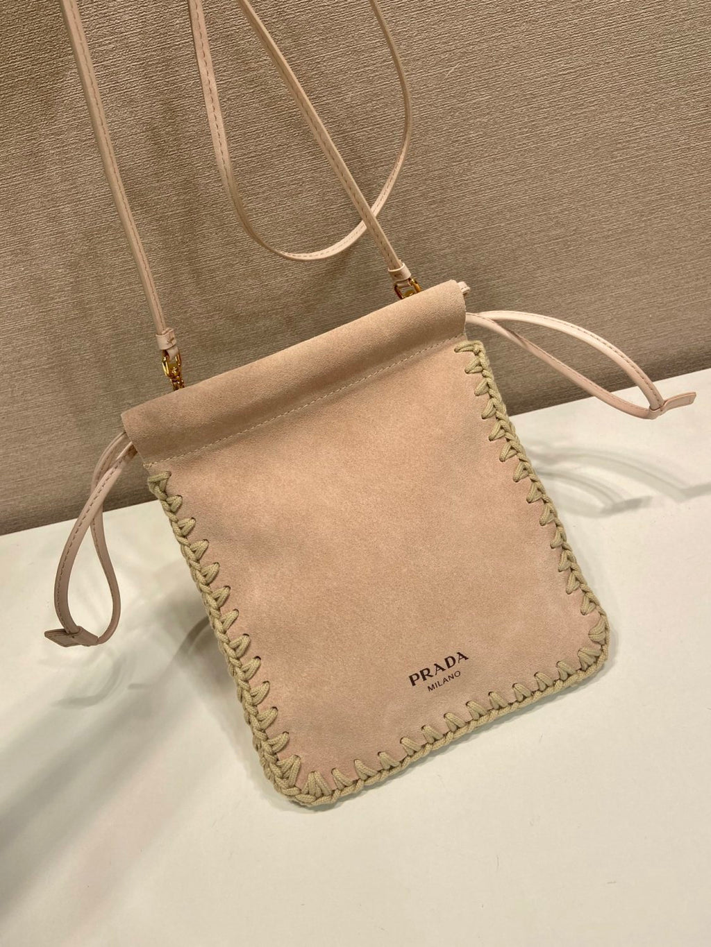 Prada Agave Suede Smartphone Case Men's And Women's Fashionable Small Bag Storage Pouches Crossbody Bags And Woven Bags 1ZT092_2FP1_F0384 #84418A