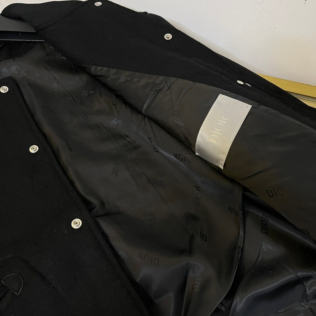 Dior Men's Fall And Winter Black Letter Print Single Breasted Long Sleeved Baseball Jacket #73172