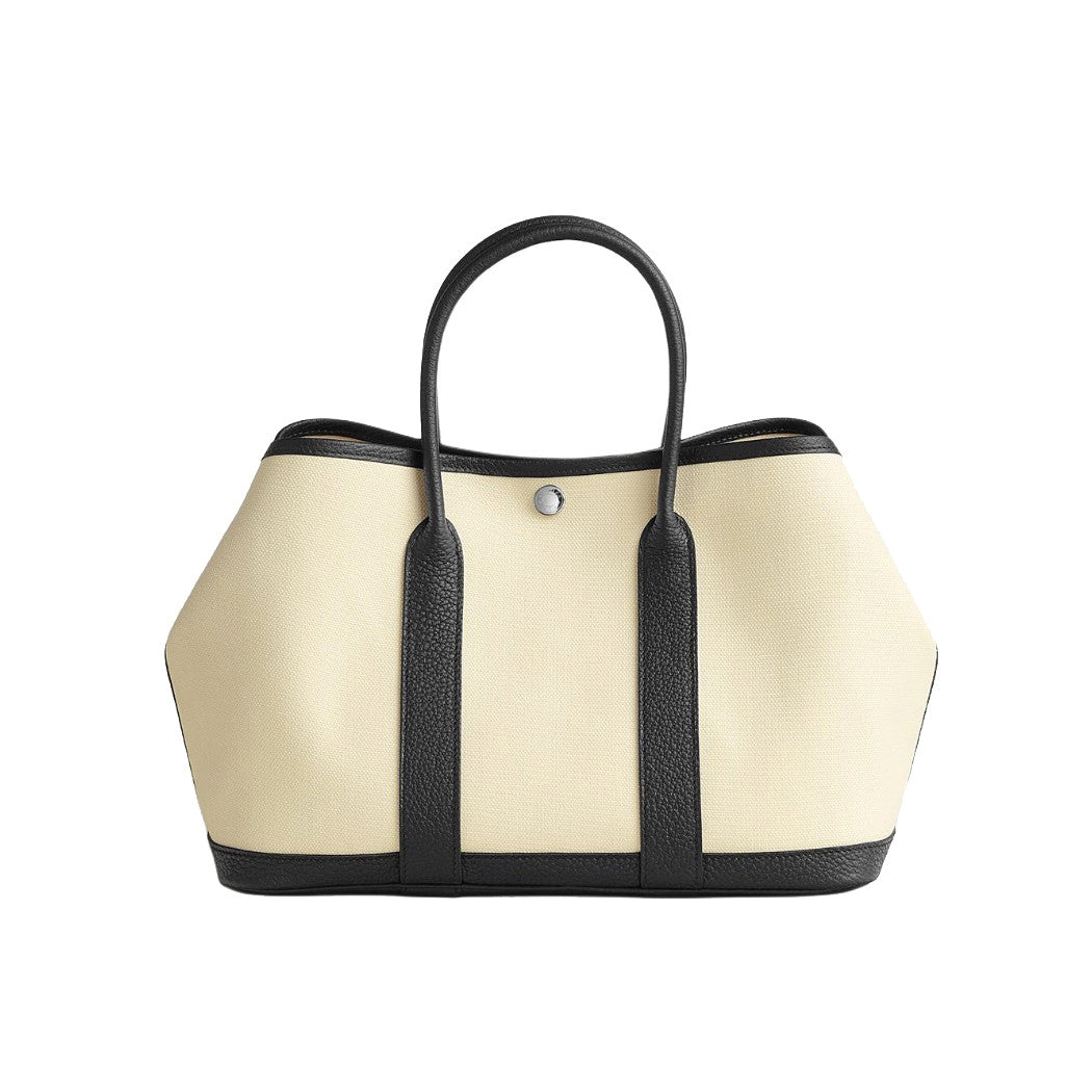 Hermes Garden Party 30 Women's Silver Buckle Colour Blocking Canvas and Calfskin Tote Bag Bags #76891