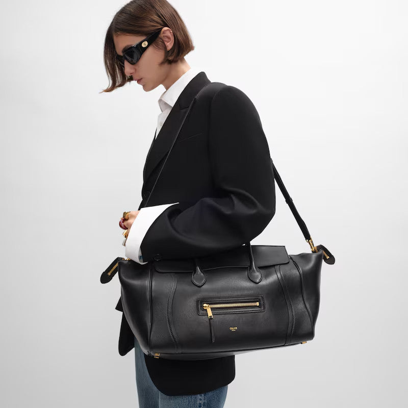 Celine Luggage Handbag Smile Zipper Large Tote Bag Shoulder Bag Crossbody Bag Stylish Elegant Casual Brown Black Tote Bag L100e3gw2.28bk #190751