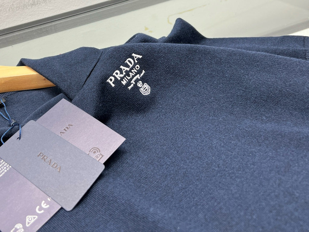Prada Men's Summer Solid Color Logo Embroidery Knitted Cashmere Short Sleeve Polo Shirt T-Shirt #74954