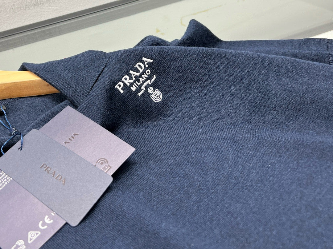 Prada Men's Summer Solid Color Logo Embroidery Knitted Cashmere Short Sleeve Polo Shirt T-Shirt #74954