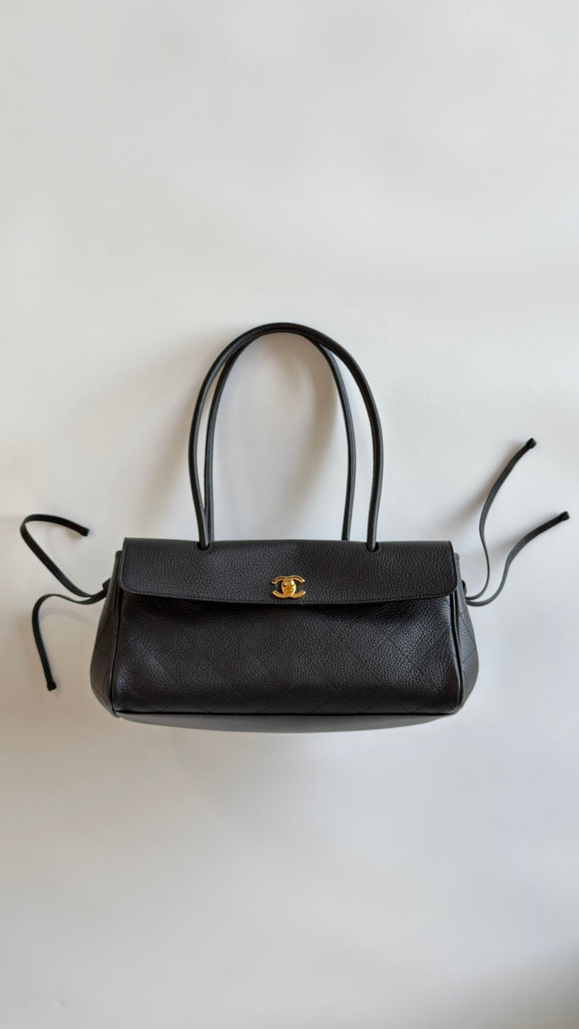 Chanel Baguette Bag Underarm Bag Conceria Gaiera Giovanni Genuine Leather Small Shopping Bag Grained Calfskin Gold-tone Metal Black Long Tote Bag With Straps Classic Diamond-quilted Shopping Bag Lady #196139