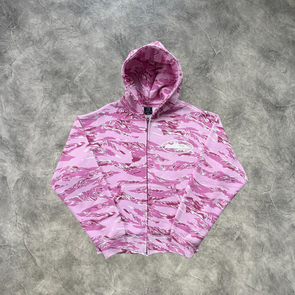 Corteiz Zip-Up Tracksuit Pink Camouflage