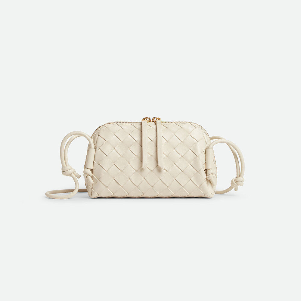 Bottega Veneta Women's Concert Intrecciato Weave Adjustable Tubular Shoulder Strap Sliding Knotted Sheepskin Clutch #332754