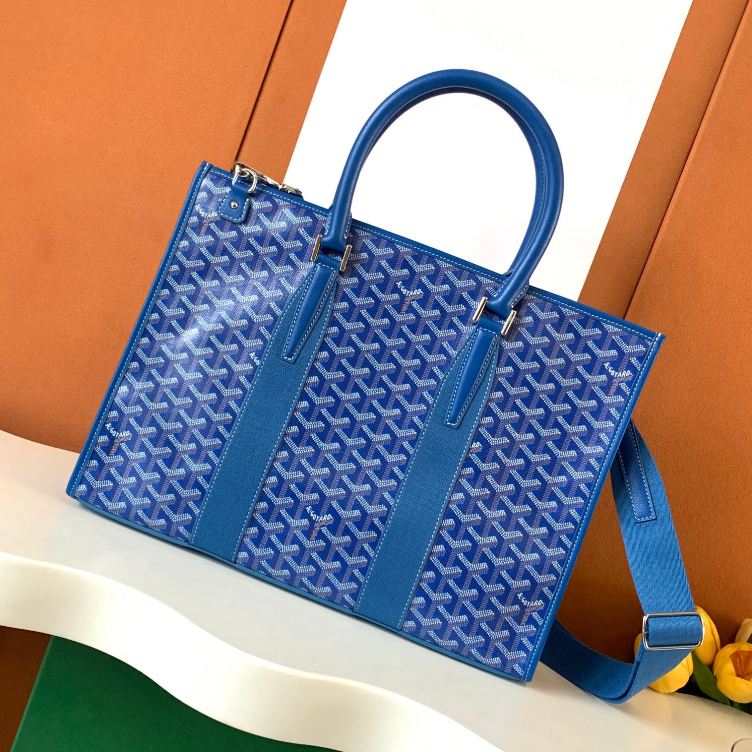 GOYARD Morvan Men's And Women's Y Word Old Flower Full Print Canvas Spell Cowhide Shoulder Crossbody Handbag Briefcase Bag Bags #76426