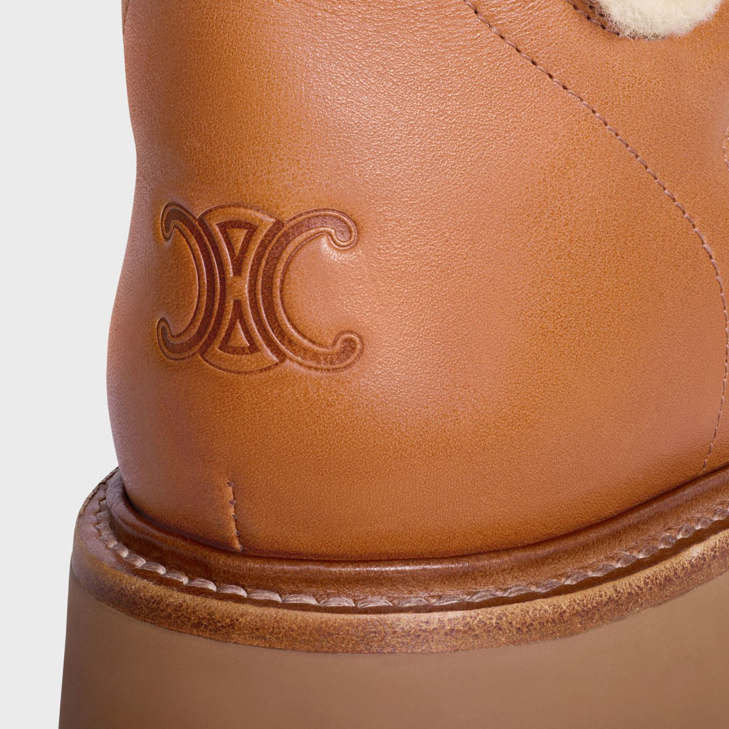 Celine Bulky Lace Up Boot in Shearling and Calfskin #292286