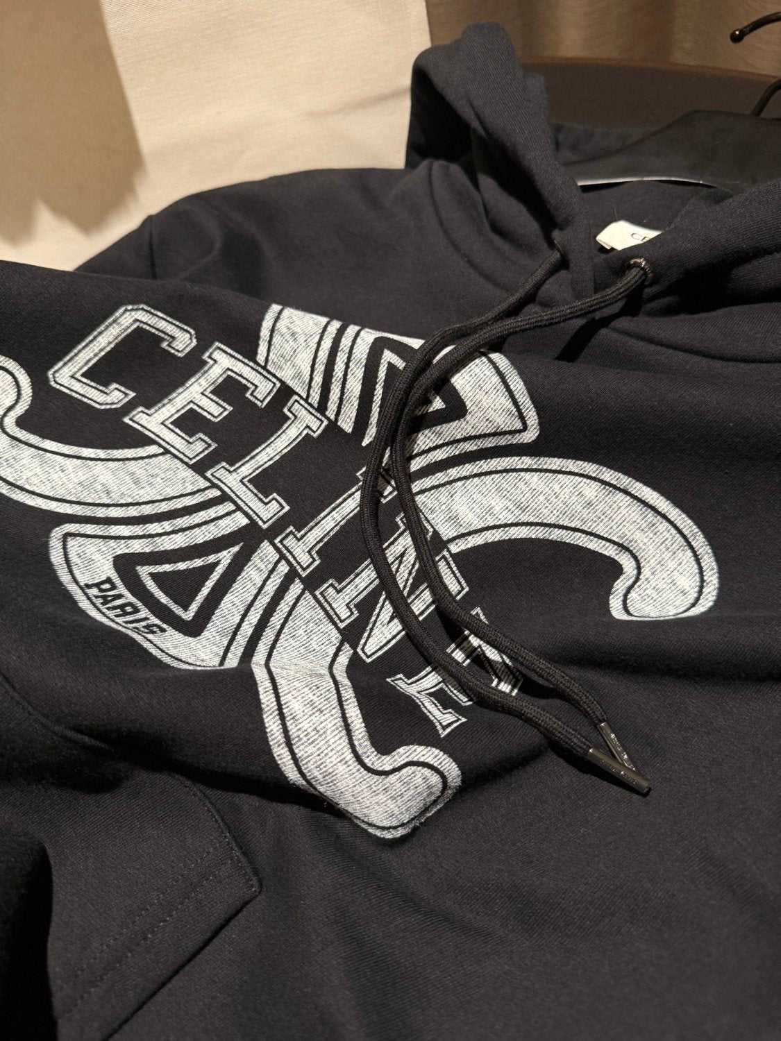 Celine Men's And Women's Spring/Fall Fashion Casual Solid Color Letter Print Hooded Pullover Oversized Long Sleeve Sweatshirt #78632