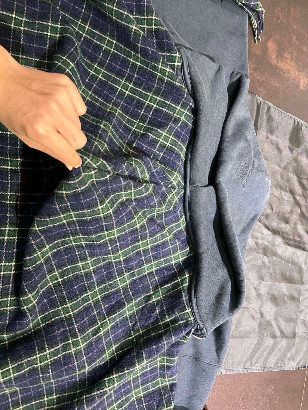 Balenciaga Men's Spring And Autumn UNITY Sports Logo Plaid Scarf Zipper Loose Solid Color Long Sleeve Hoodie Sweatshirt Jacket Ngvp #9481