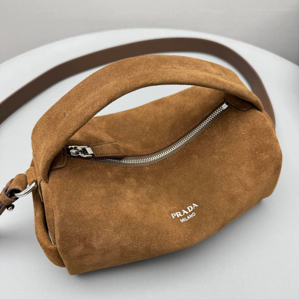 Prada Men's And Women's Solid Color Letter Print Zipper Closure Calfskin Shoulder Crossbody Handbag Bag Bags #76296
