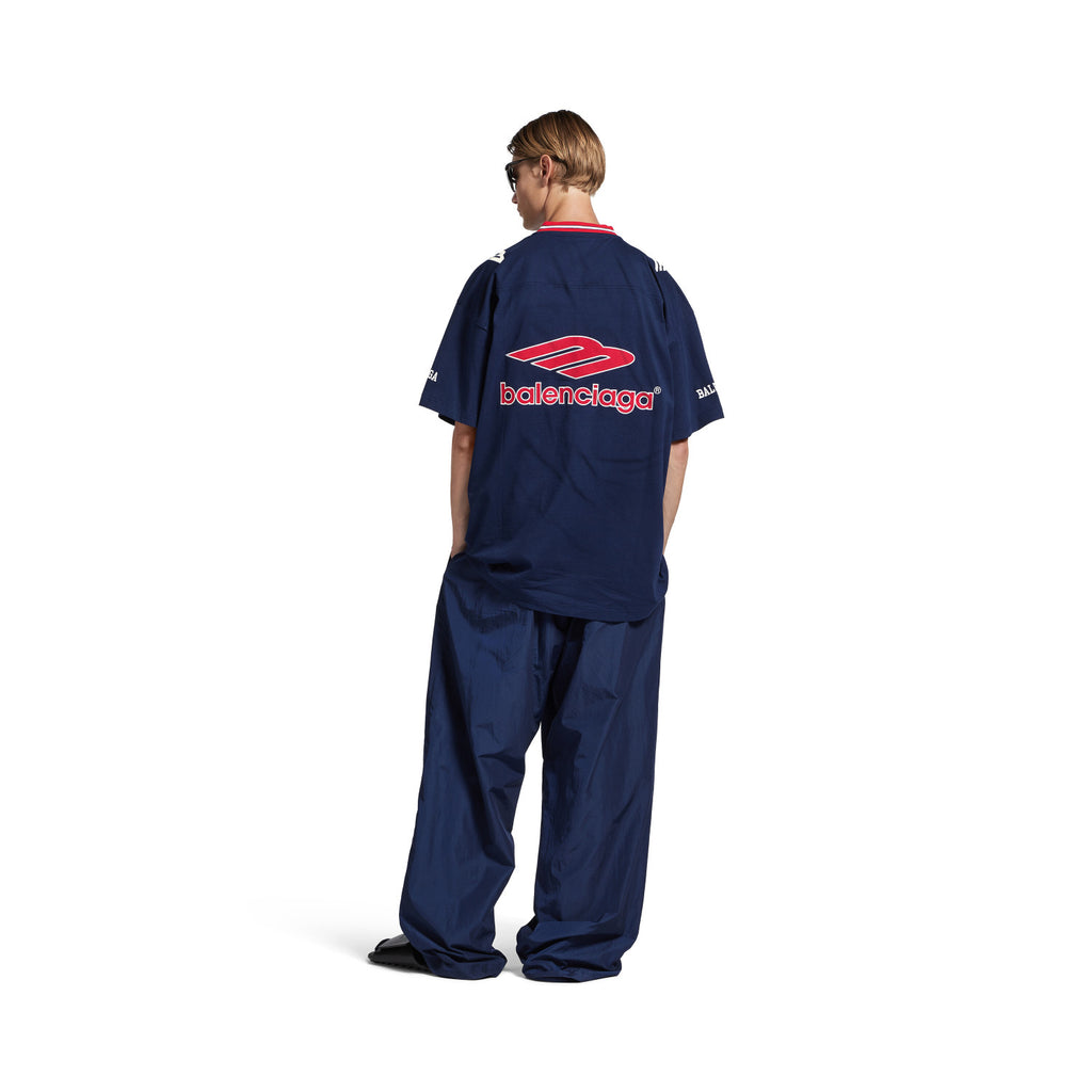 Balenciaga  Men's 3b Football V-neck T-shirt Oversized in Dark Navy red #334655