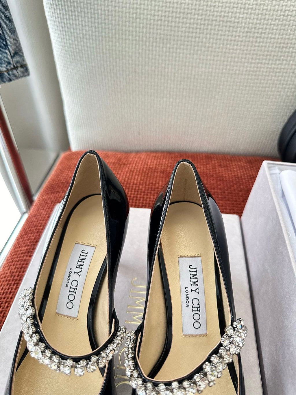 JIMMY CHOO BING PUMP 65 Women's Summer Solid Color Crystal Decorated Patent Leather High Heels Shoes #77334