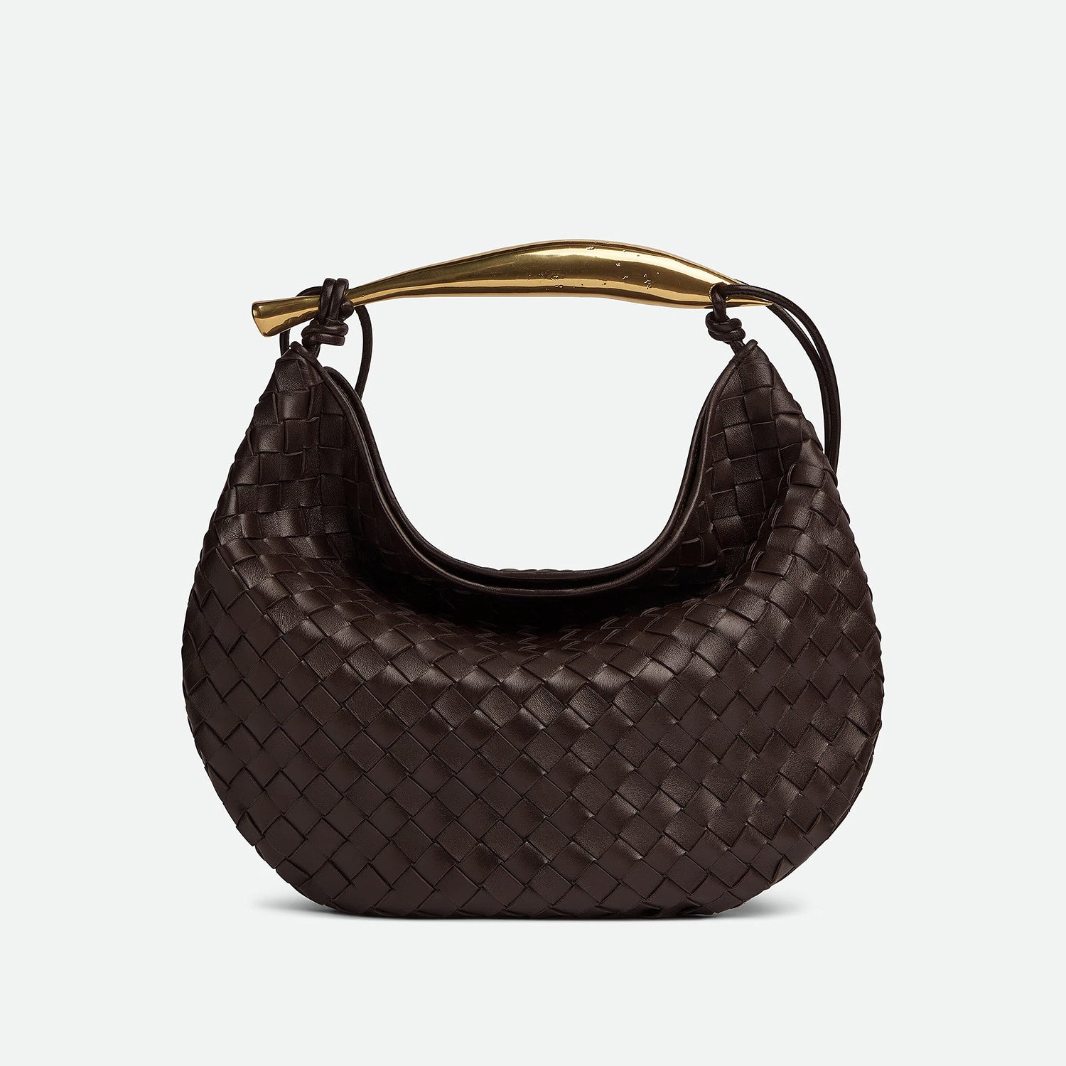 Bottega Veneta Women's Solid Color Woven Magnetic Clasp Closure Sheepskin Half Moon Bag Casual Sardine Tote Bags #75432
