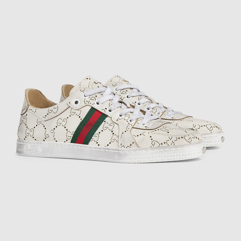 GUCCI Men's Stretch Low-top Sneaker in Sand and  GG canvas #383928