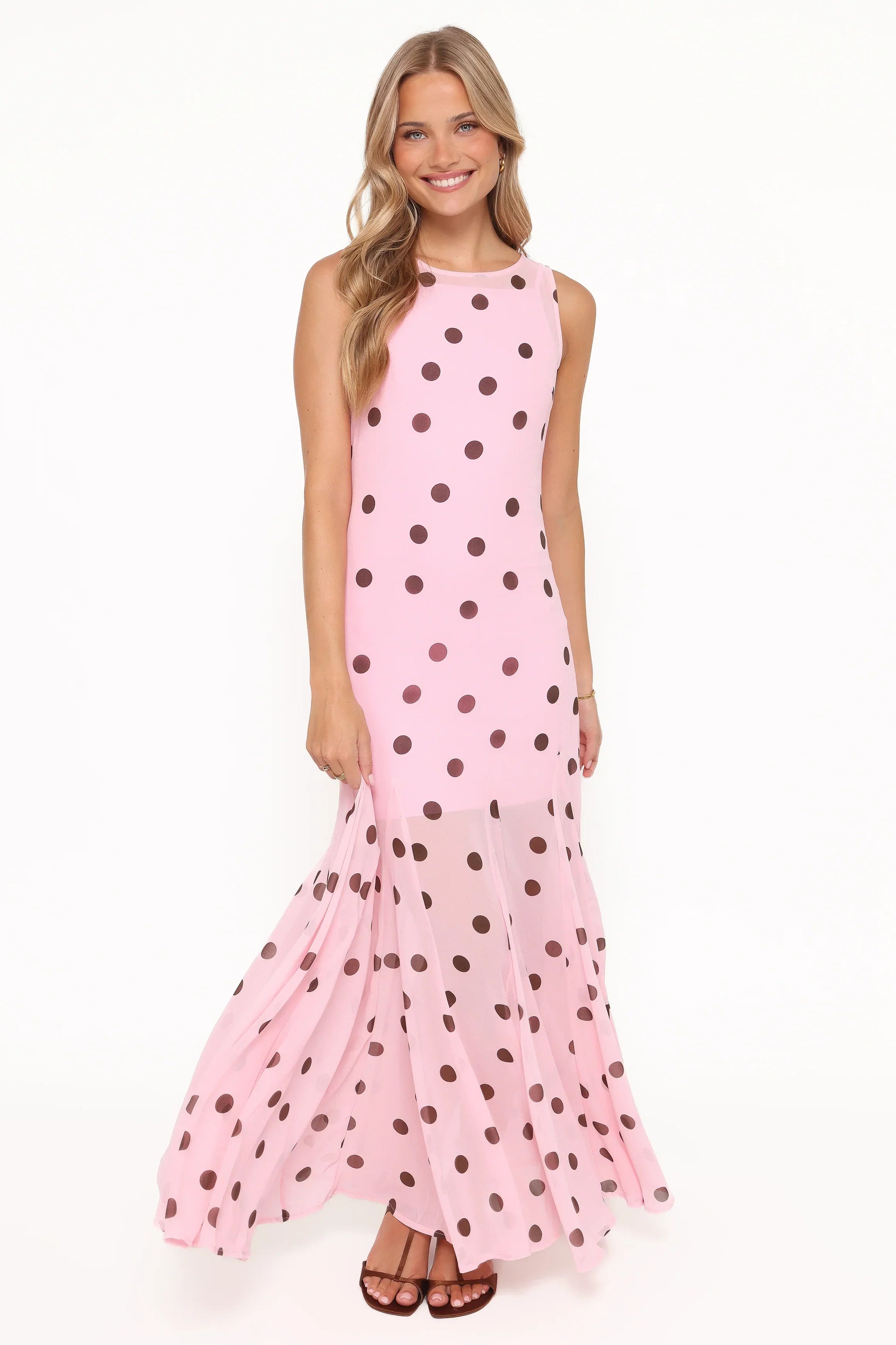 Keani Maxi Dress - Pink Polka Dot