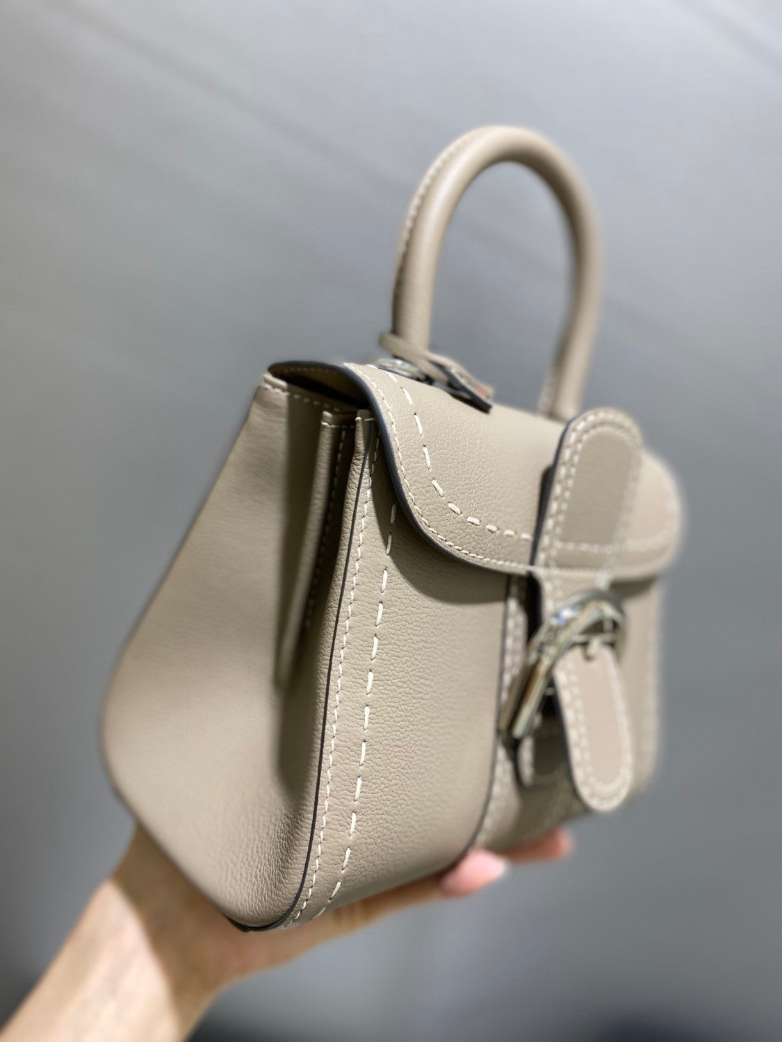 Delvaux Women's Outside Stitching Solid Color Calfskin Handheld Slanting Shoulder Bag Bag #75294