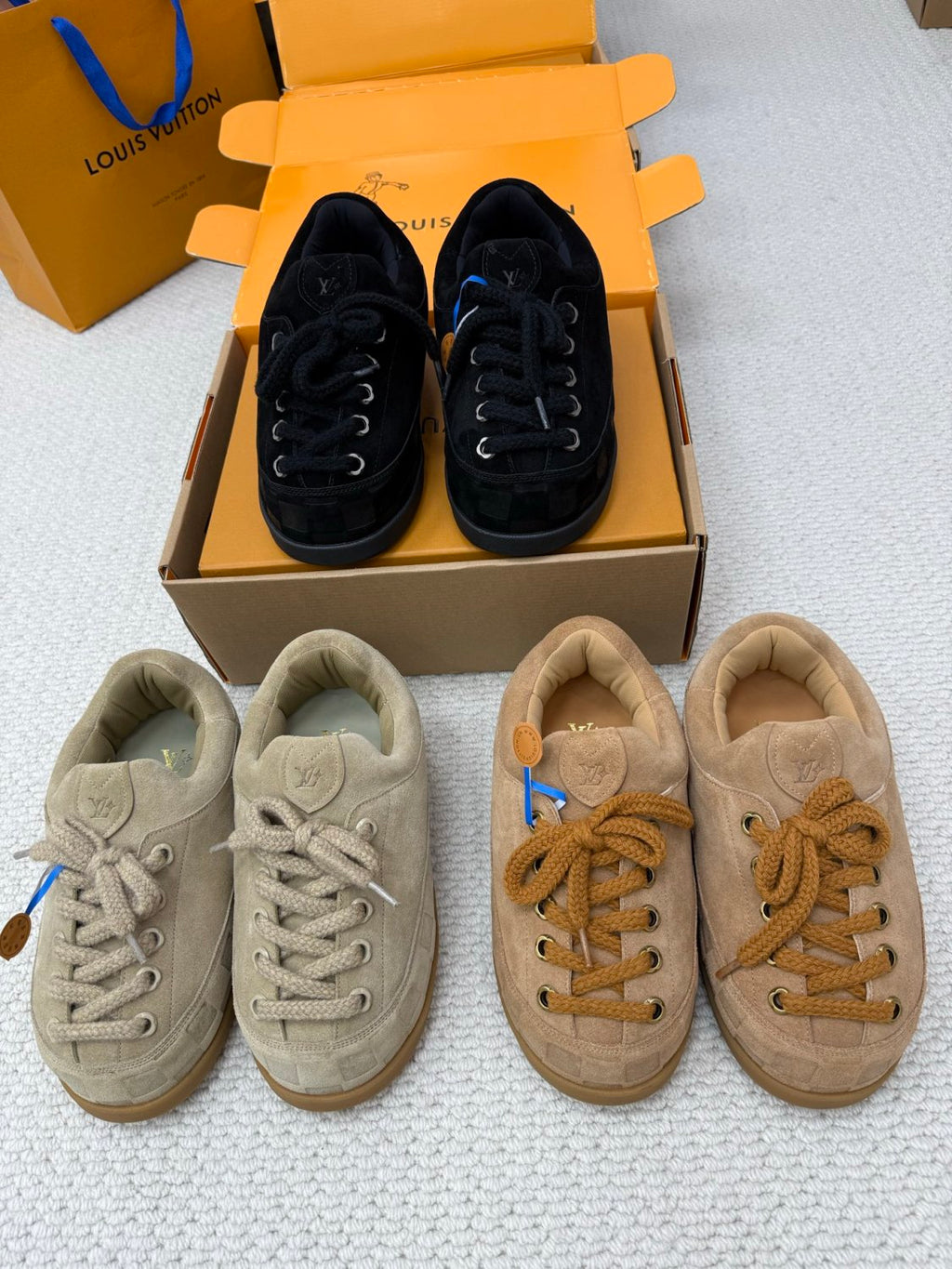 Louis Vuitton Lv Yeti Lace-up Shoes For Men And Women Autumn/winter Printed Patchwork Round-toe Chunky Suede Warm Boots Couples' Shoes #81455