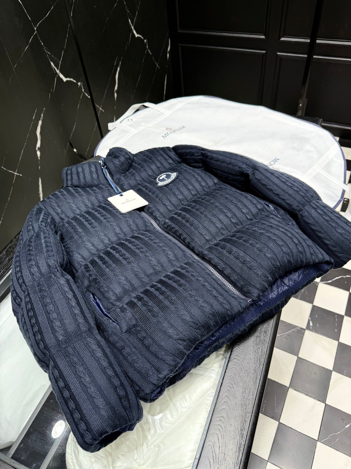 Moncler Men's & Women's Fall/Winter Logo Stand Collar Solid Color Zipper Long Sleeve Slim Fit Puffer Down Jacket #81529