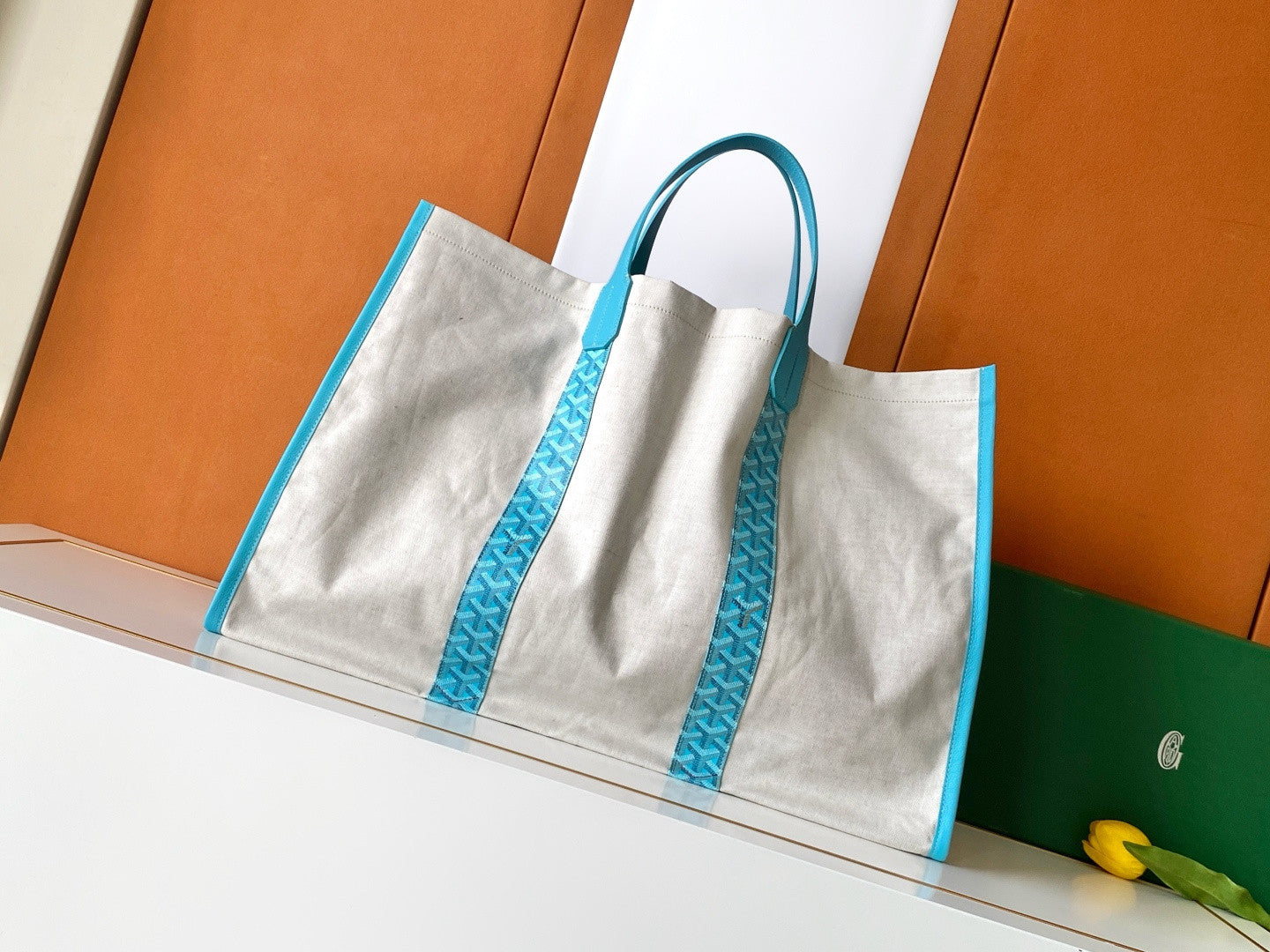 Goyard 2026 Limited Edition Méditerranée Turquoise Blue Two-tone Canvas Beach Bag Stylish Casual Large-capacity Shopping Bag Bags #84432A