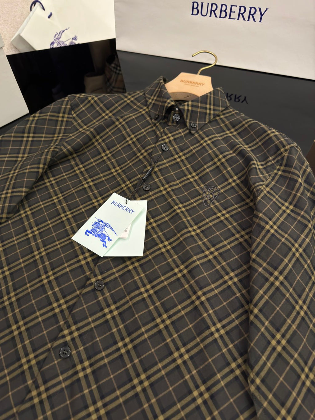 Burberry Men's Spring/Autumn Fashion Casual Loose Checkered Pattern Single Breasted Button Down Collar Long Sleeved Shirt #78318