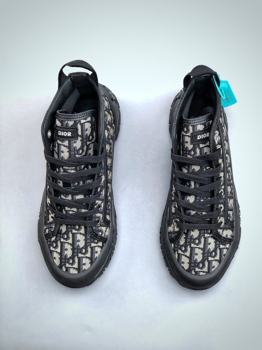 Dior Men's B28 Black Dior Oblique Jacquard and Rubber High Top Sneakers Trainers #335983
