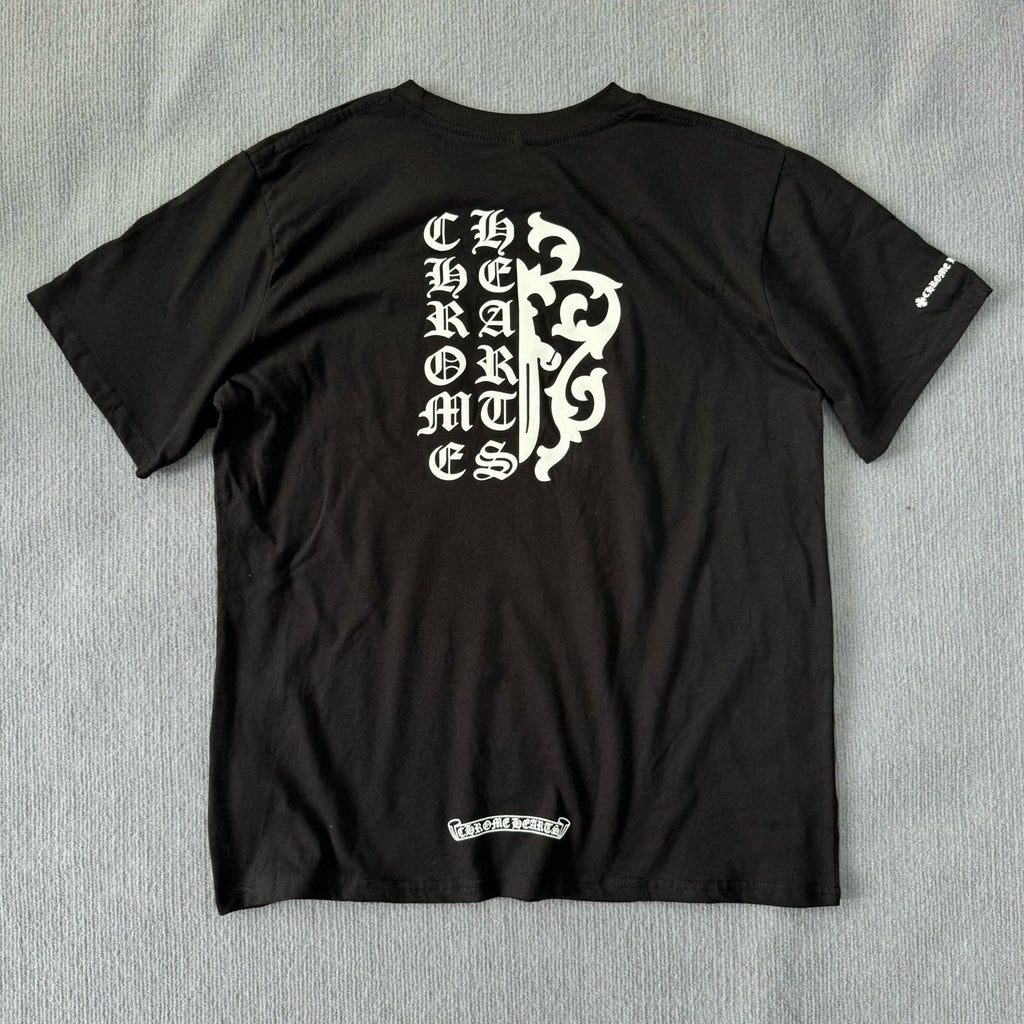 Chrome Hearts Men's Summer Solid Color Sanskrit Print Round Neck Cotton Short Sleeve T-Shirt #77172