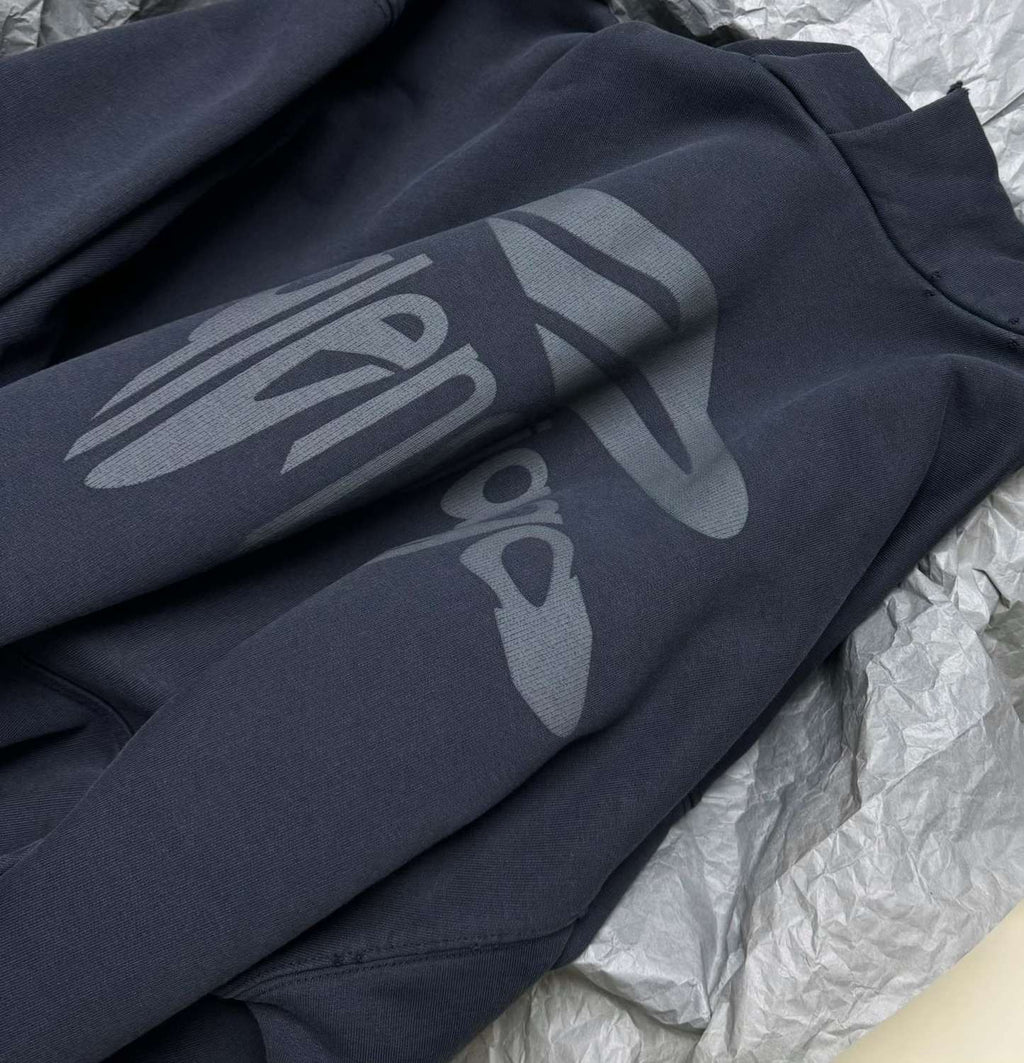 Balenciaga Men's Spring 3B LIQUIFIED Loose High Street Cotton Logo Print Hooded Sweatshirt #74929
