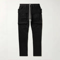 Rick Owens Men's Spring and Autumn Black Large Pocket Cotton Lace-Up Casual Work Pants #73375