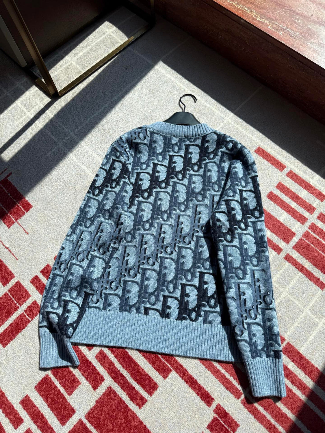 Dior Sweater Blue Sheep Wool Oblique Print #333759
