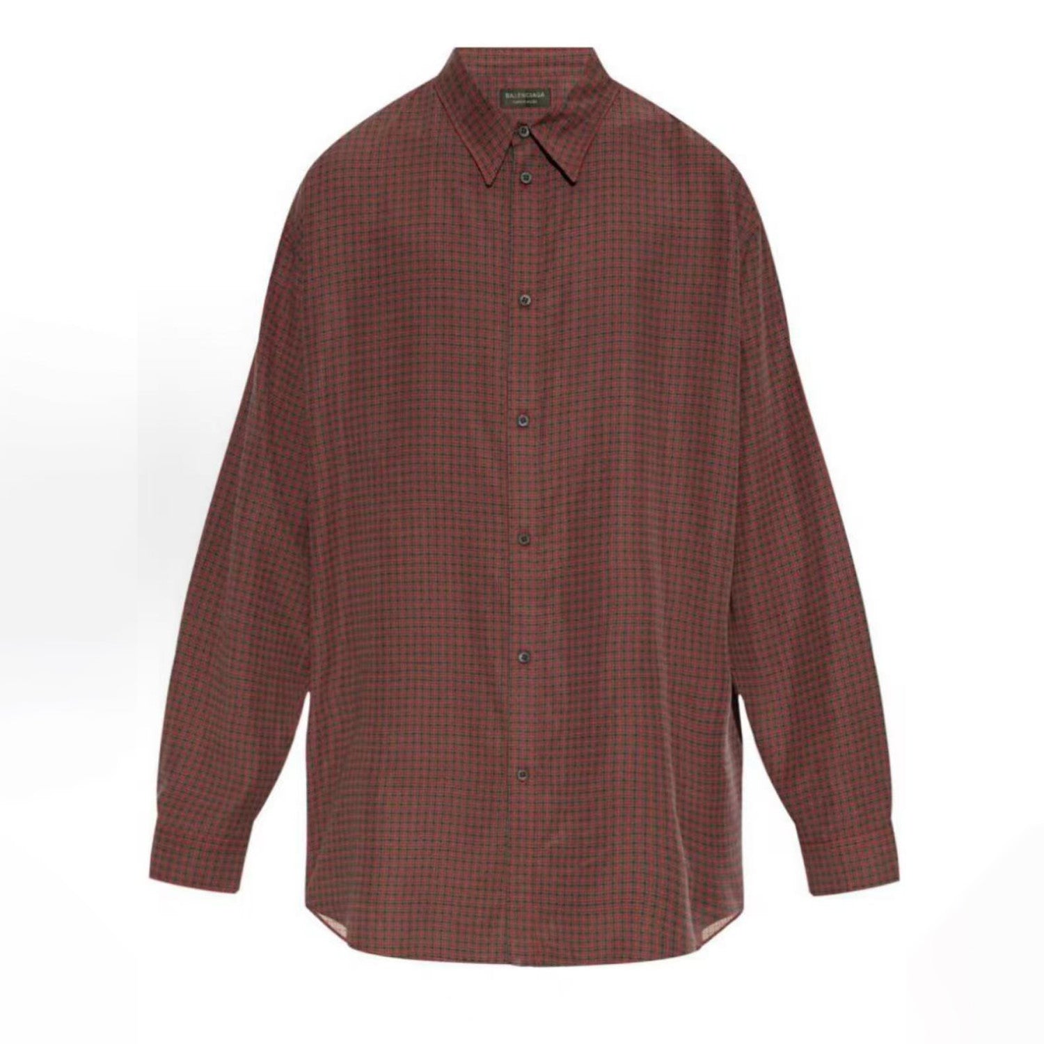 Balenciaga Men's Fall And Winter Show Models Y2k Vintage Dark Burgundy Plaid Shirt Loose Silhouette Lycra Fiber Single-breasted Lapel Shirt Jacket Ngvp #2471