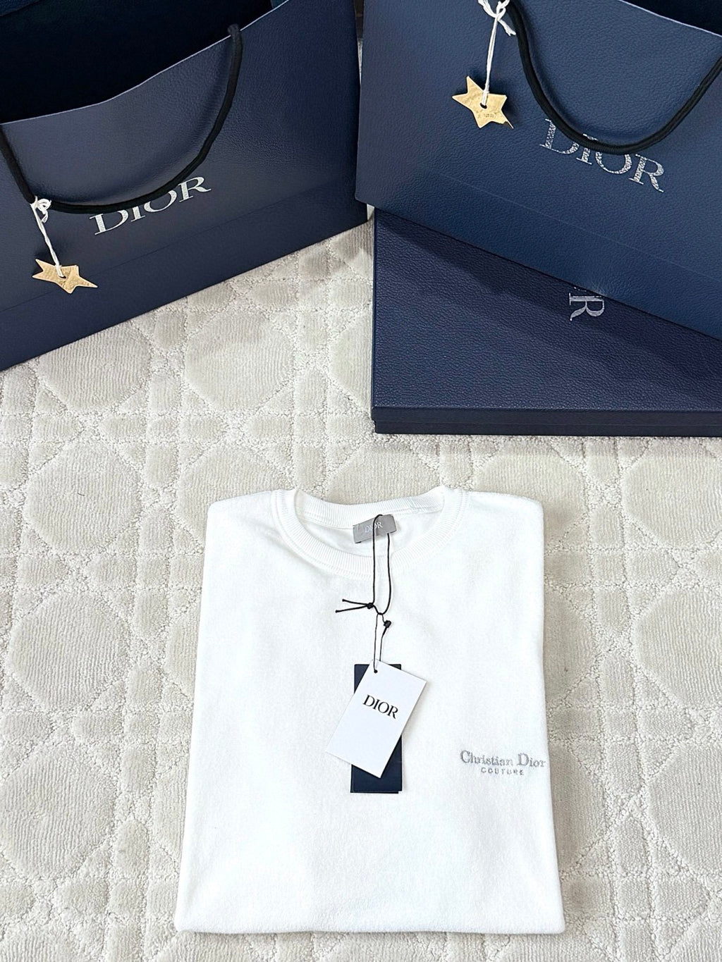 Dior Men's Summer Solid Color Embroidered Letter Print Cotton Terry Short Sleeve T-Shirt #77482