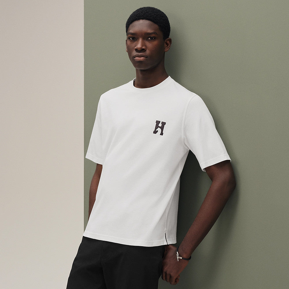 Hermès H Cheval T-shirt with Leather Detail #375796