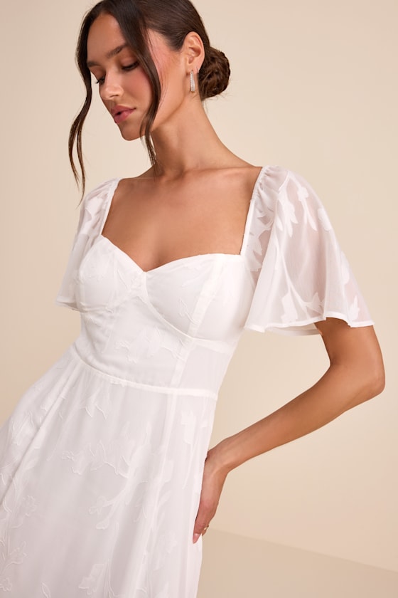 Tailor Made For You White Jacquard Lace-Up Maxi Dress