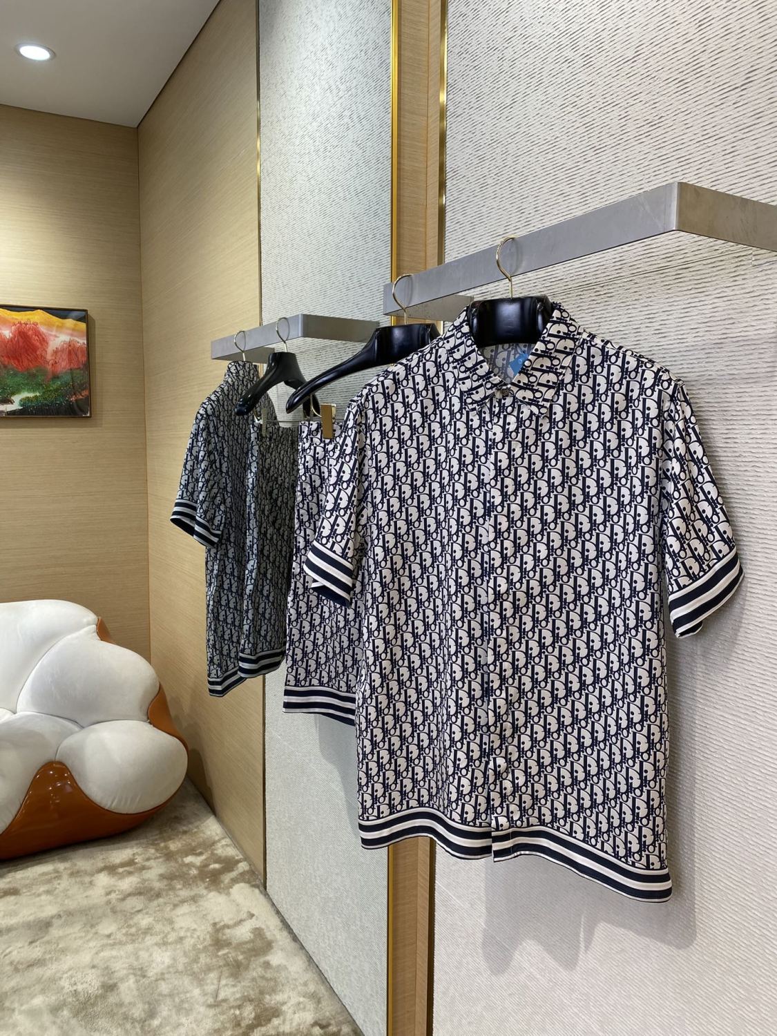 Dior Men's Summer Oblique Print Logo Pattern Short Sleeve Shirt Straight Shorts Set Comfortable Popular Wear Versatile Set Suit #81231