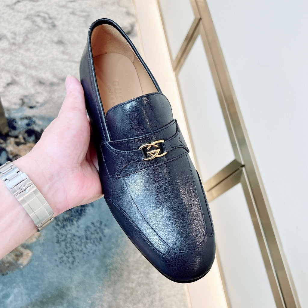 Gucci Men's & Women's Spring/Fall Fashion Casual Solid-Color Round-Toe Slip-On Leather Loafers Shoes #78667