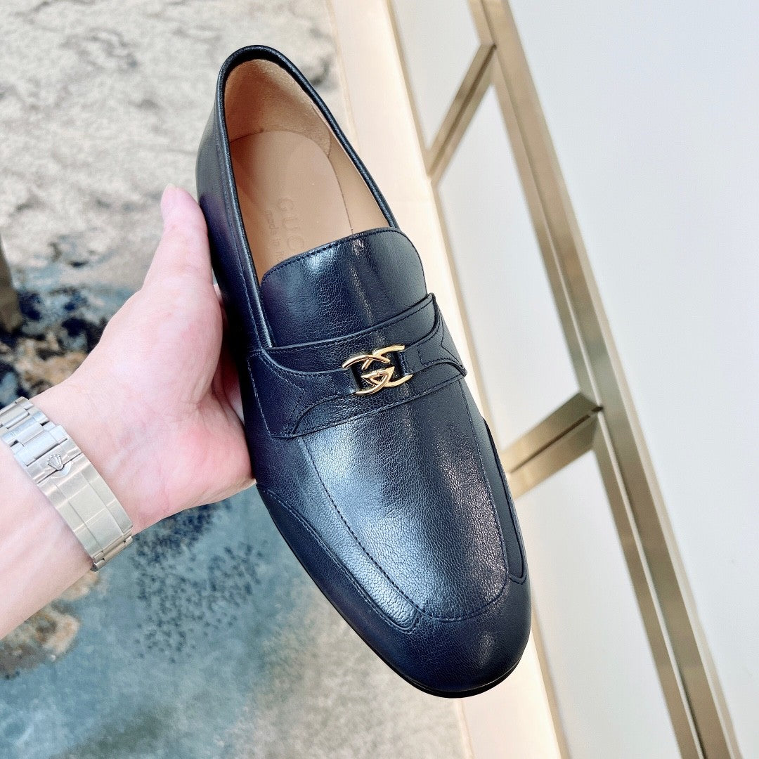 Gucci Men's & Women's Spring/Fall Fashion Casual Solid-Color Round-Toe Slip-On Leather Loafers Shoes #78667