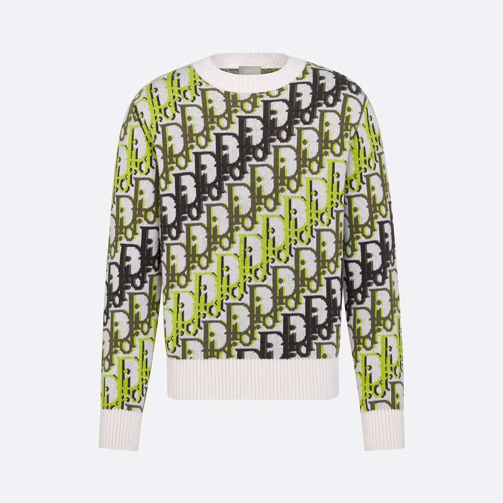 DIOR Dior Oblique Sweater White Wool Jacquard #335681