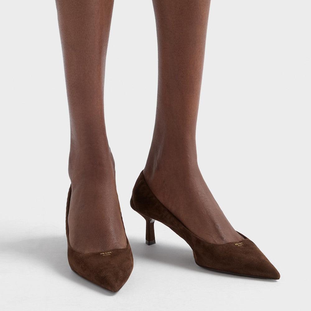 PRADA Cocoa Brown Suede Pumps #334368