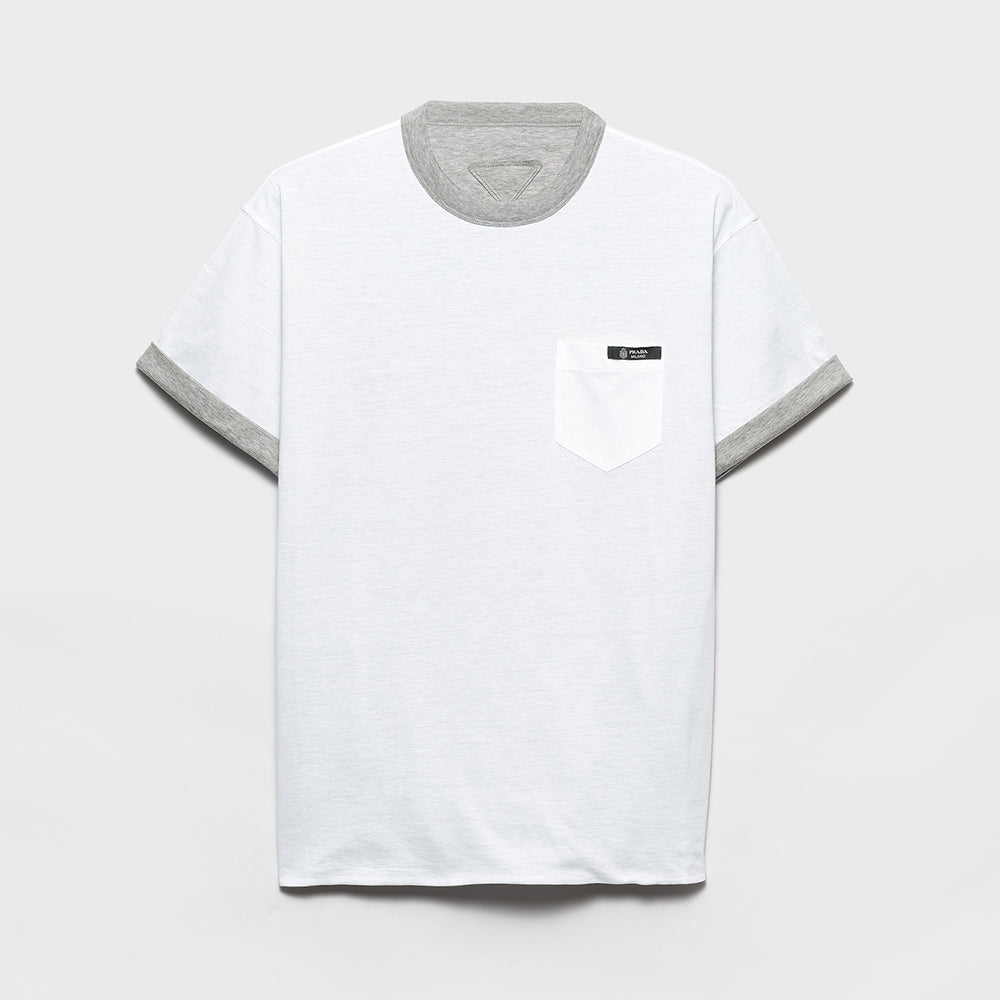 Prada White navy Blue Reversible Cotton T-shirt #336788
