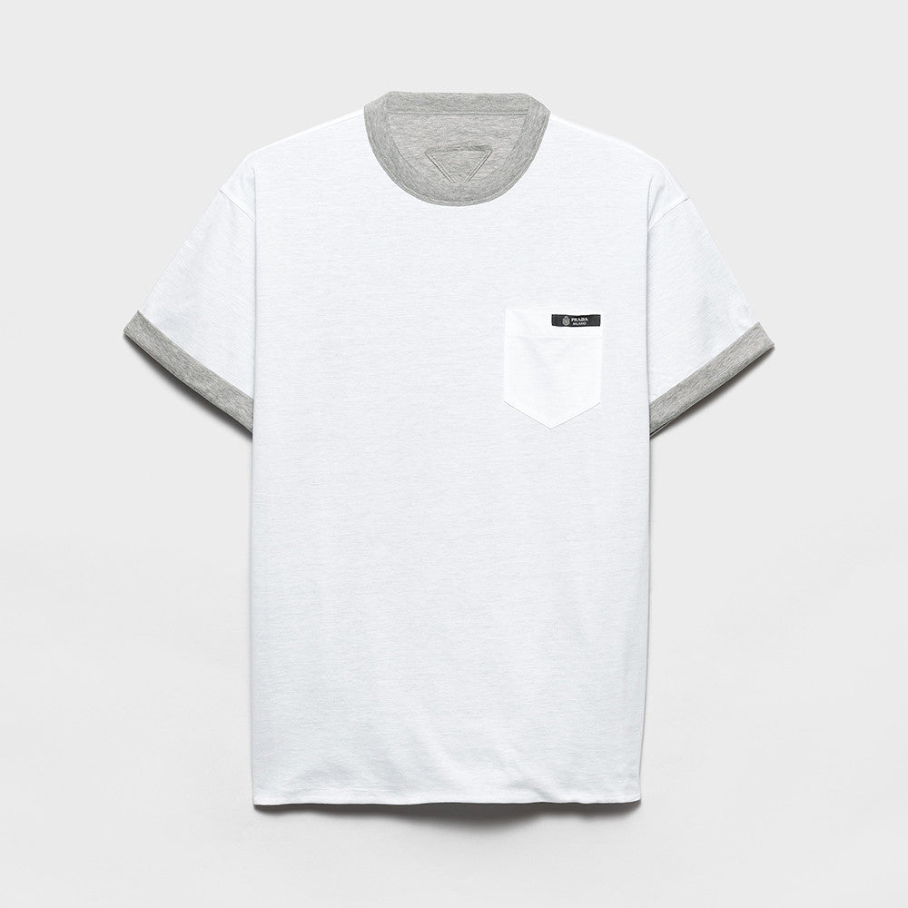 Prada White navy Blue Reversible Cotton T-shirt #336788