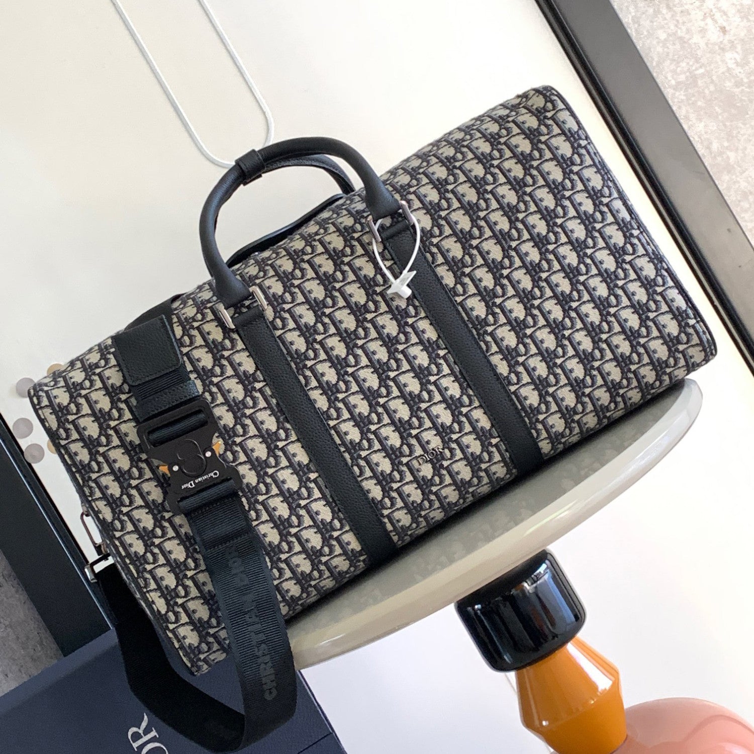 DIOR LINGOT 50 Men's and Women's Adjustable Shoulder Strap Letter Printed Leather Canvas Tote Travel Bag Bags #76472