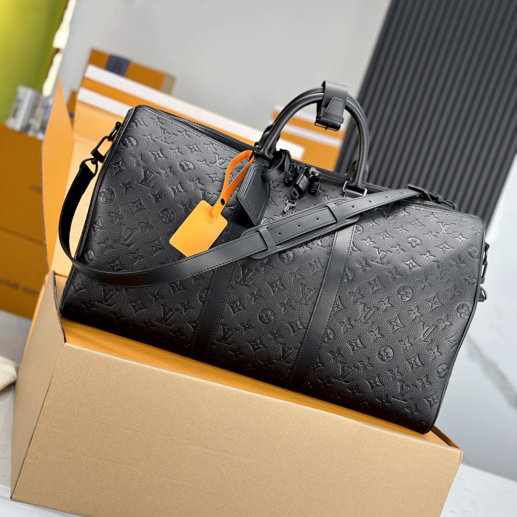 Louis Vuitton KEEPALL BANDOULIÈRE 50 Men's And Women's Fashion Classic Solid Color Embossed Print Adjustable Straps Zipper Closure Large Capacity Travel Bag Shoulder Bag Bags M44810 #79554