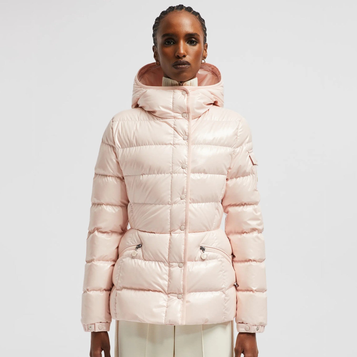 Moncler Women's Winter Solid Color Hooded Zipper Long Sleeve Puffer Down Jacket #74238
