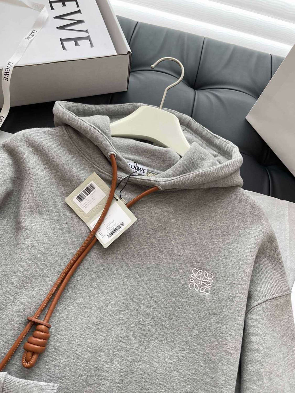 Loewe Men's Logo Embroidery Spring And Autumn Cotton Loose Solid Color Long Sleeve Pullover Hooded Drawstring Sweatshirt  #71813
