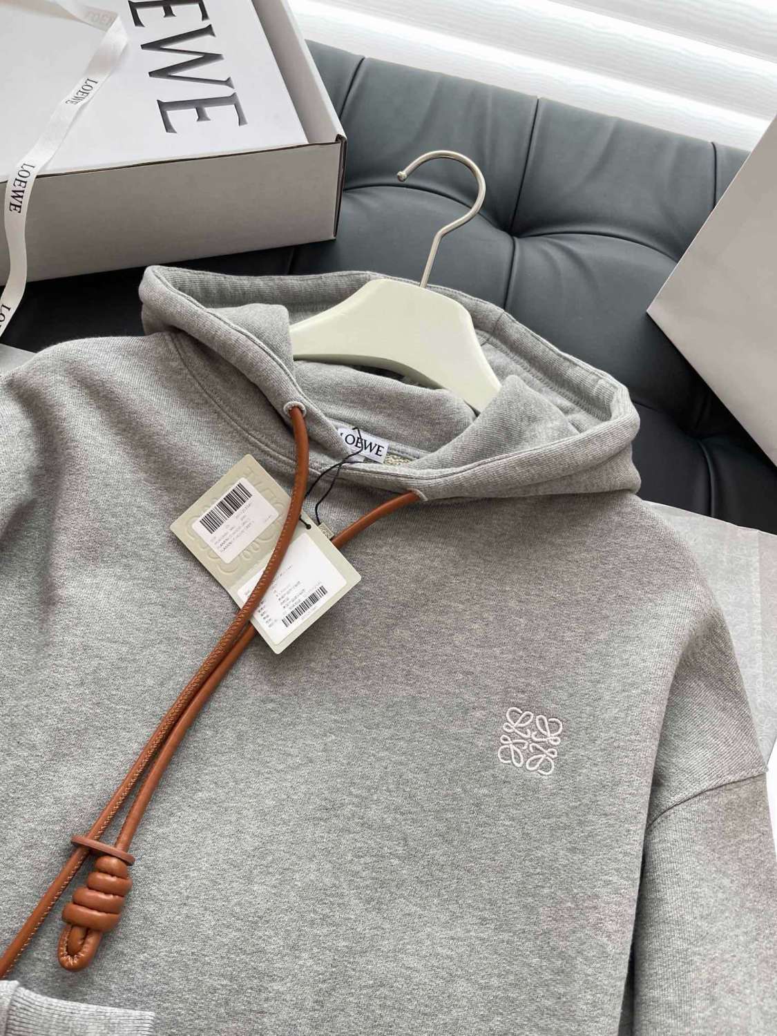 Loewe Men's Logo Embroidery Spring And Autumn Cotton Loose Solid Color Long Sleeve Pullover Hooded Drawstring Sweatshirt  #71813
